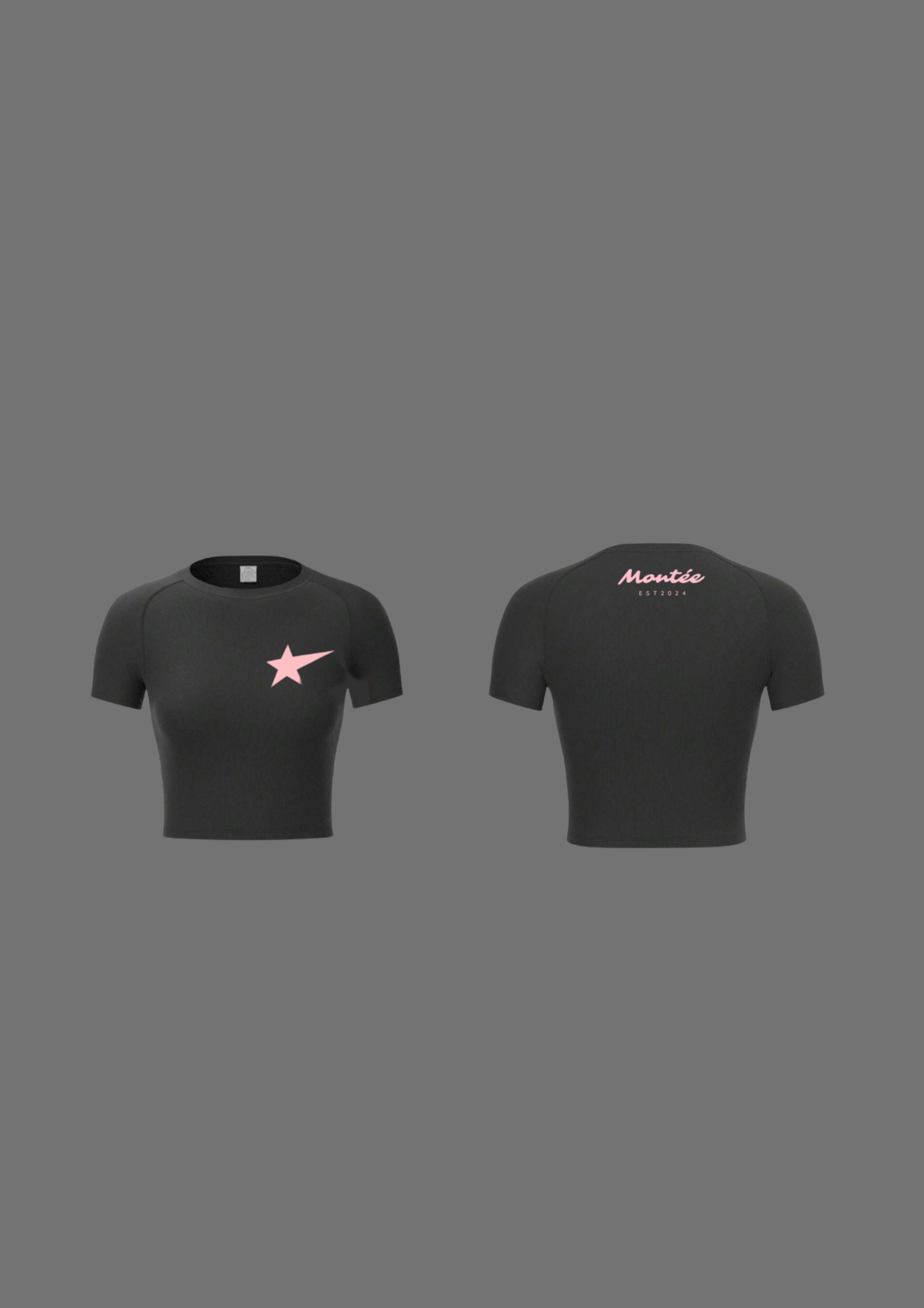 Montée Pink & Grey Star Crop Top