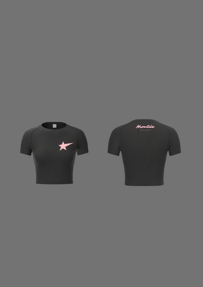 Montée Pink & Grey Star Crop Top